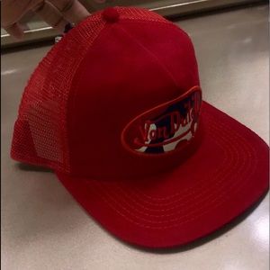 RED CORDUROY VON DUTCH CAP WITH CAMO LOGO